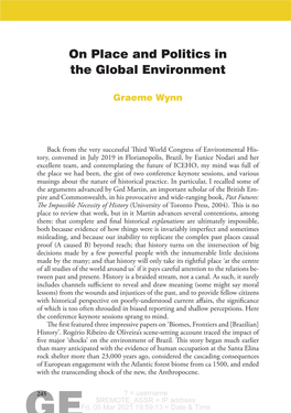 On Place and Politics in the Global Environment