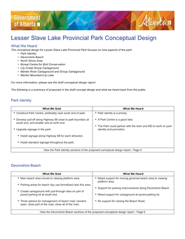 Lesser Slave Lake Provincial Park Conceptual Design