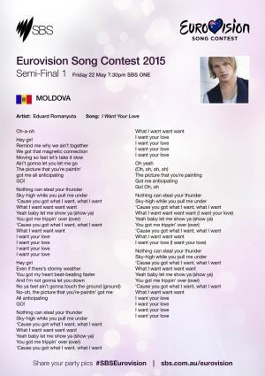 Eurovision Song Contest 2015 Semi-Final 1 Friday 22 May 7:30Pm SBS ONE