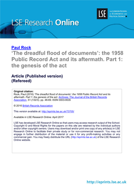 'The Dreadful Flood of Documents': the 1958 Public