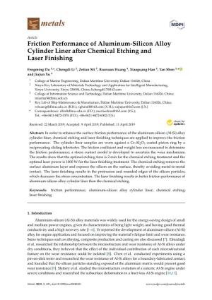 Friction Performance of Aluminum-Silicon Alloy Cylinder Liner After Chemical Etching and Laser Finishing
