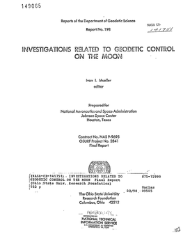 INVESTIGATIONS RELATED to GEODETIC CONTROL on the MOON
