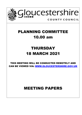 PLANNING COMMITTEE 10.00 Am THURSDAY 18 MARCH 2021