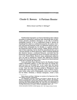 Claude G. Bowers: a Partisan Hoosier