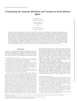 Constraining the Samurai: Rebellion and Taxation in Early Modern Japan