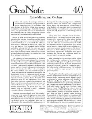 Idaho Mining and Geology