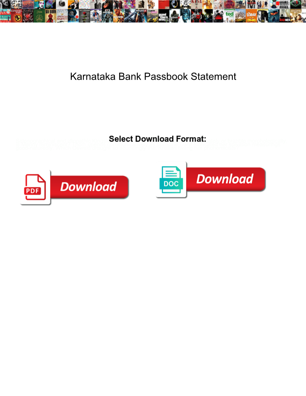 Karnataka Bank Passbook Statement