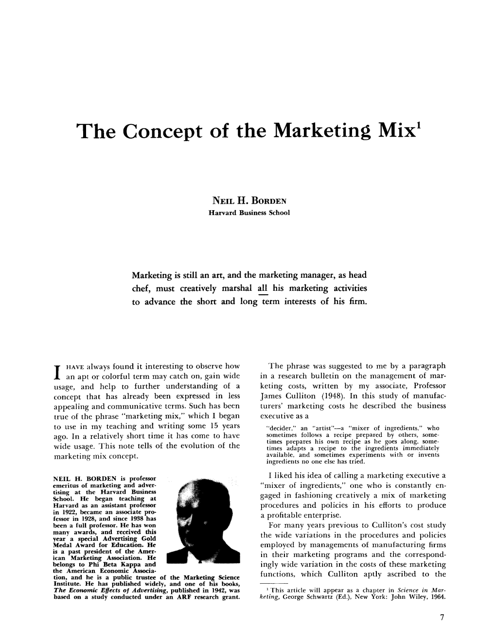 The Concept of the Marketing Mix'