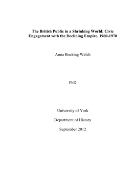 The British Public in a Shrinking World: Civic Engagement with the Declining Empire, 1960-1970