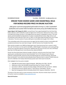 Dream Team Basketball Sets World Record Price At