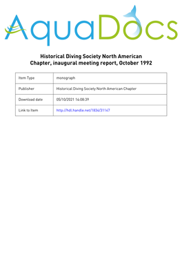 The Historical Diving Society North American Chapter