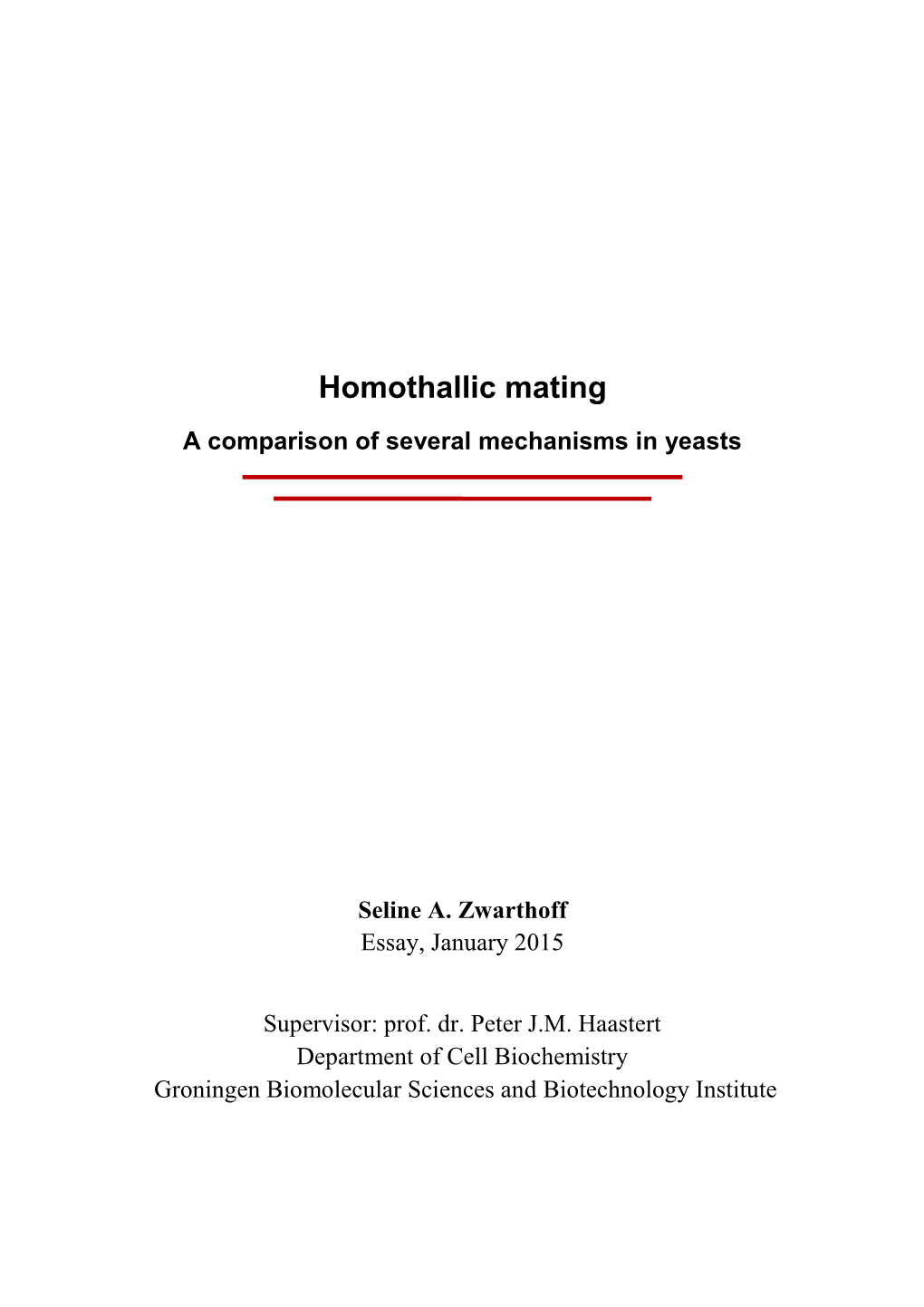 Homothallic Mating