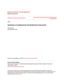 Synthesis of Antibacterial and Biobased Compounds