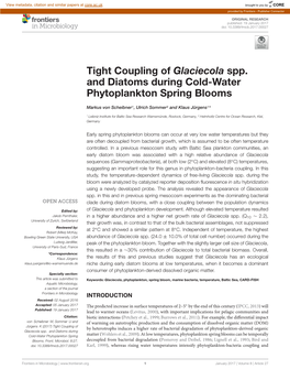 Tight Coupling of Glaciecola Spp. and Diatoms During Cold-Water Phytoplankton Spring Blooms