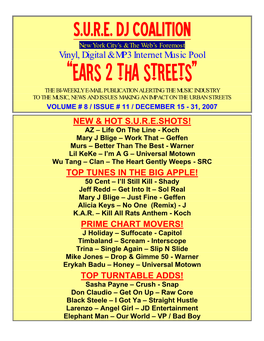 “Ears 2 Tha Streets” the Bi-Weekly E-Mail Publication Alerting the Music Industry to the Music, News and Issues Making an Impact on the Urban Streets