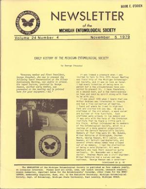 NEWSLE TER of the MICHIGANENTOMOLOGICALSOCIETY Volume 24 Number 4 November 5 1979