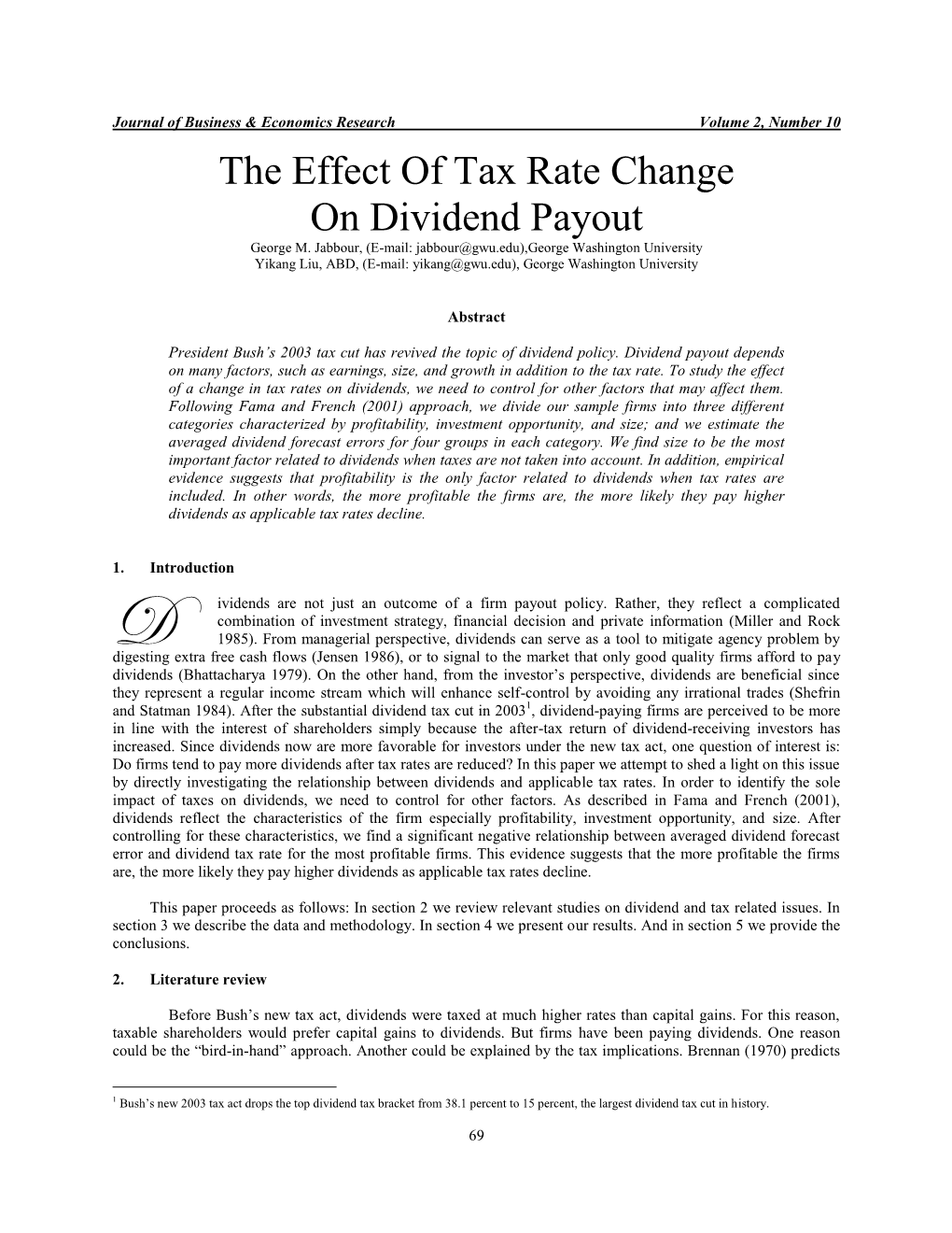 Dividend Payout and Dividend Tax Rate