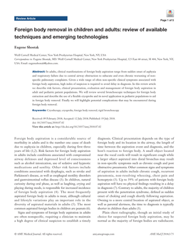 Foreign Body Removal in Children and Adults: Review of Available Techniques and Emerging Technologies