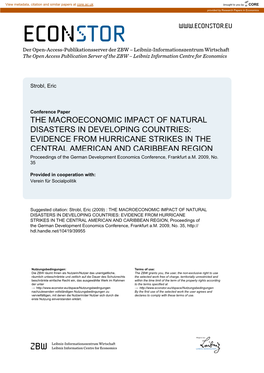 The Macroeconomic Impact of Natural Disasters