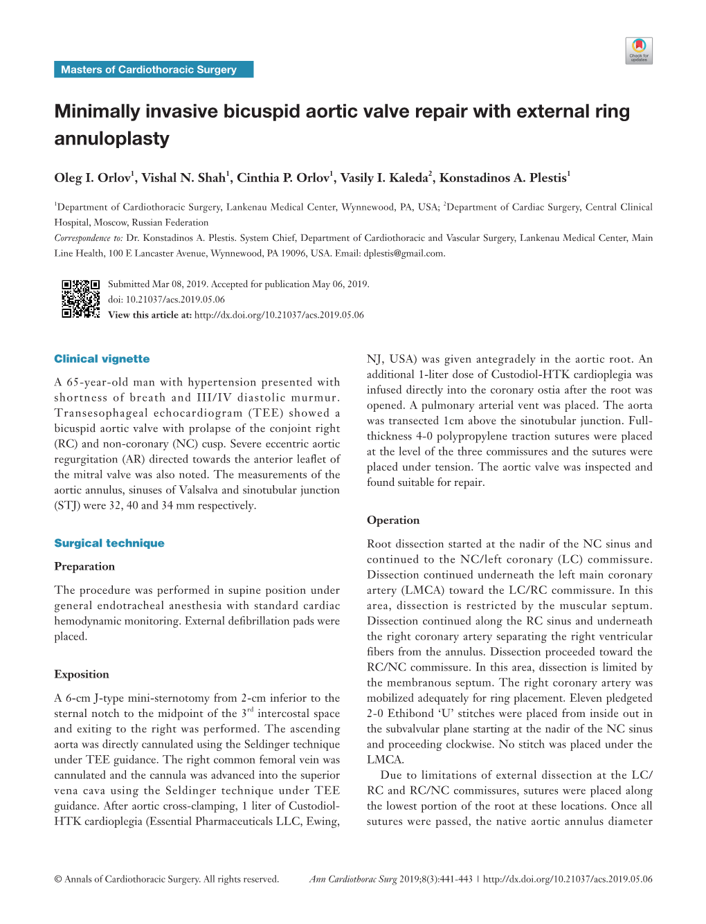 Minimally Invasive Bicuspid Aortic Valve Repair with External Ring Annuloplasty