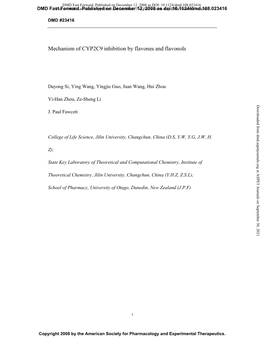 Mechanism of CYP2C9 Inhibition by Flavones and Flavonols