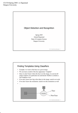 Object Detection and Recognition Finding Templates Using Classifiers