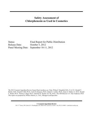 Safety Assessment of Chlorphenesin As Used in Cosmetics