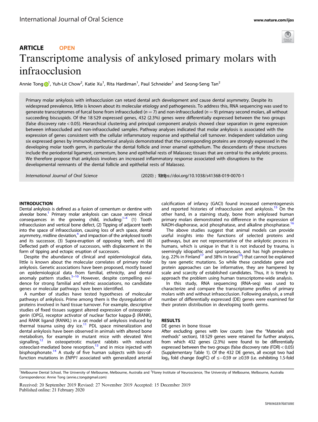 transcriptome-analysis-of-ankylosed-primary-molars-with-infraocclusion