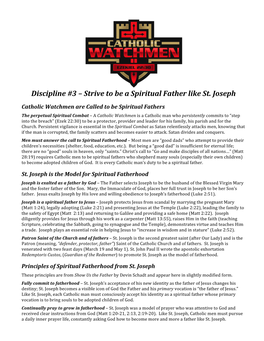 Discipline #3 – Strive to Be a Spiritual Father Like St. Joseph