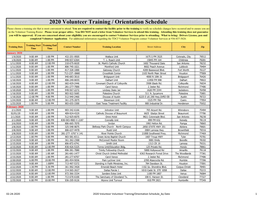 Volunteer Training Schedule Date