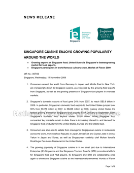 News Release Singapore Cuisine Enjoys Growing