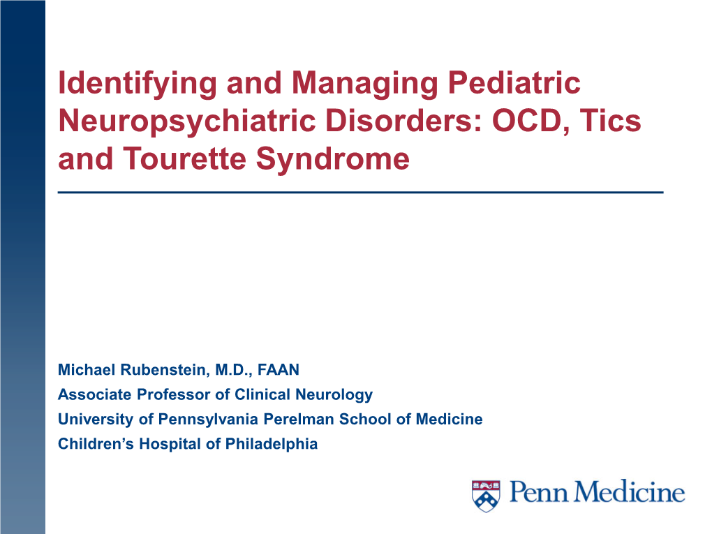 OCD, Tics and Tourette Syndrome