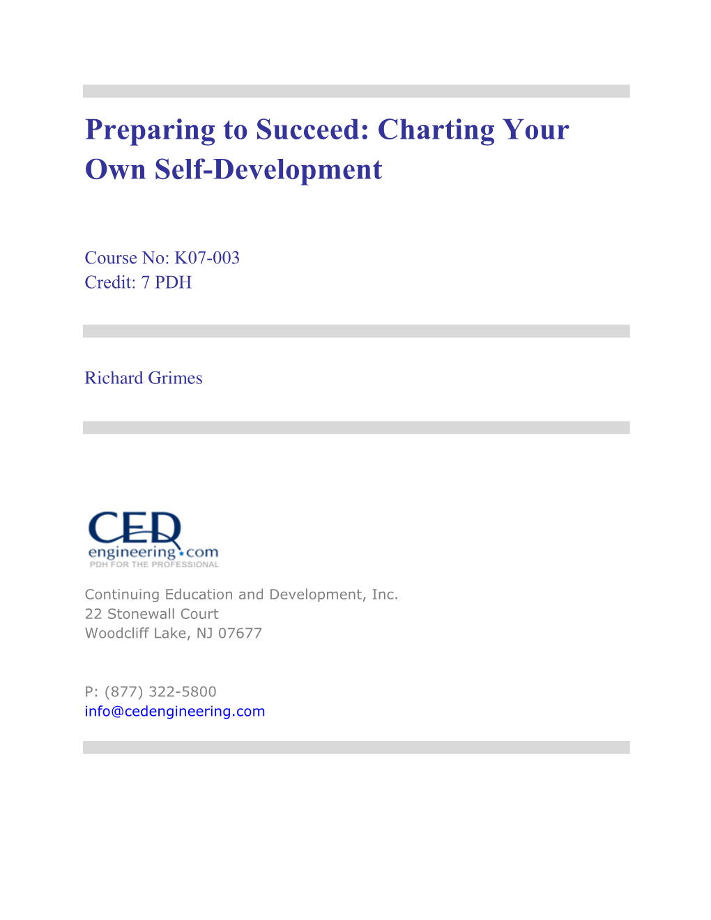 Preparing to Succeed: Charting Your Own Self-Development