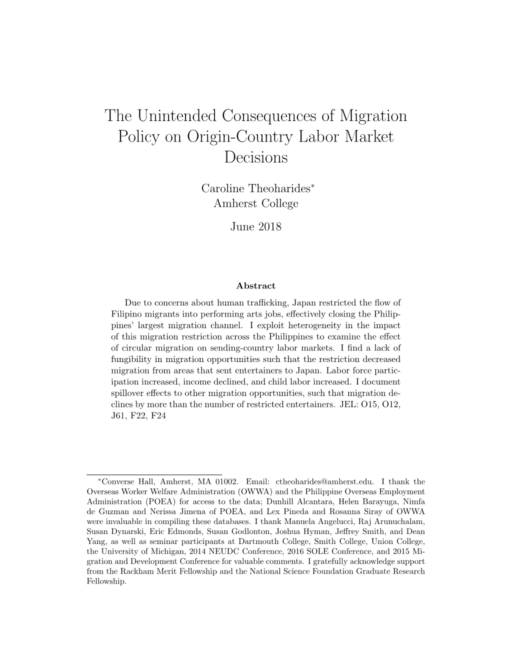 The Unintended Consequences of Migration Policy on Origin-Country Labor Market Decisions