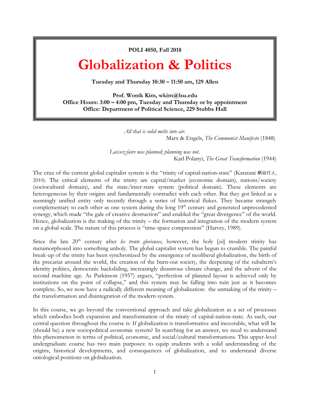 4050-1 Globalization & Politics