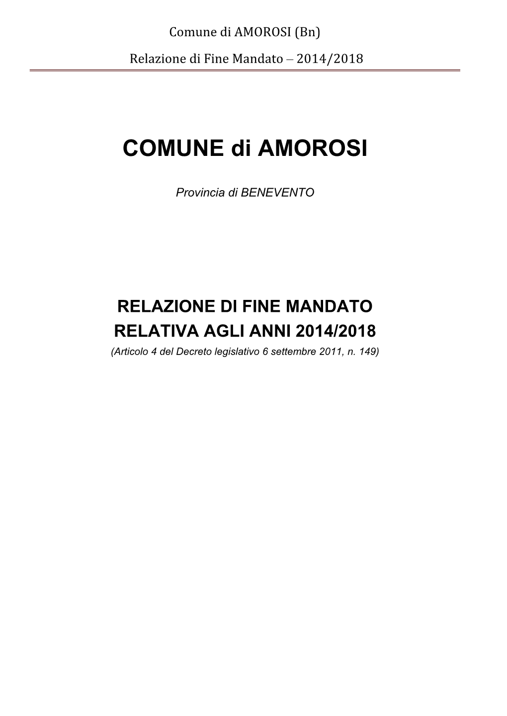 (Bn) Relazione Di Fine Mandato – 2014/2018