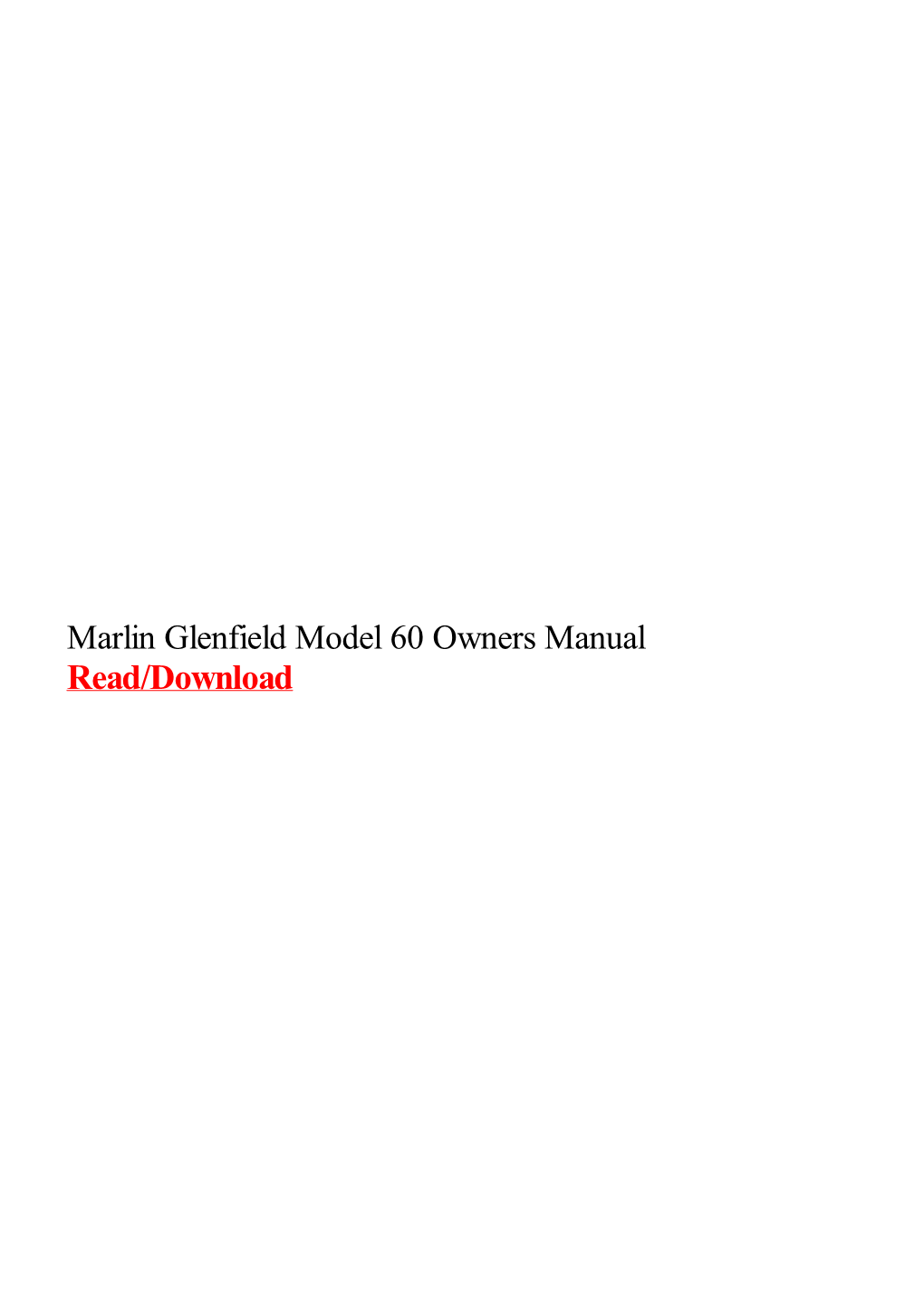 Marlin Glenfield Model 60 Owners Manual