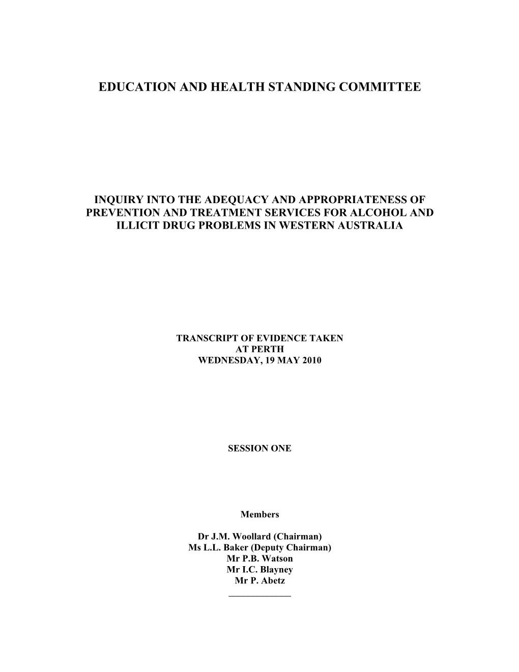 Education and Health Standing Committee