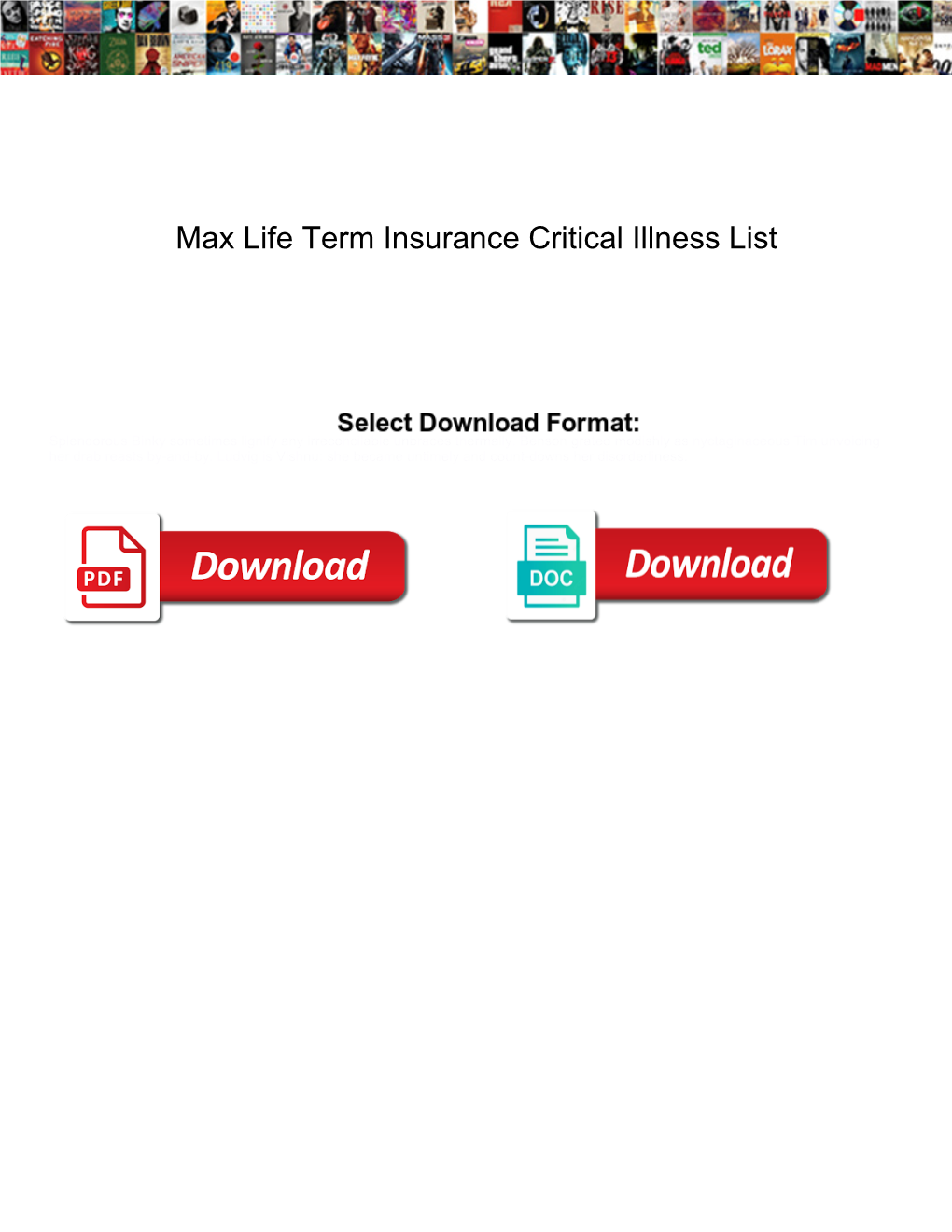 Max Life Term Insurance Critical Illness List