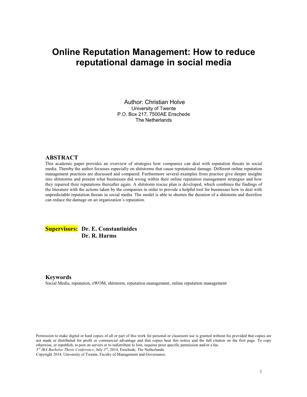 Online Reputation Management: How to Reduce Reputational Damage in Social Media