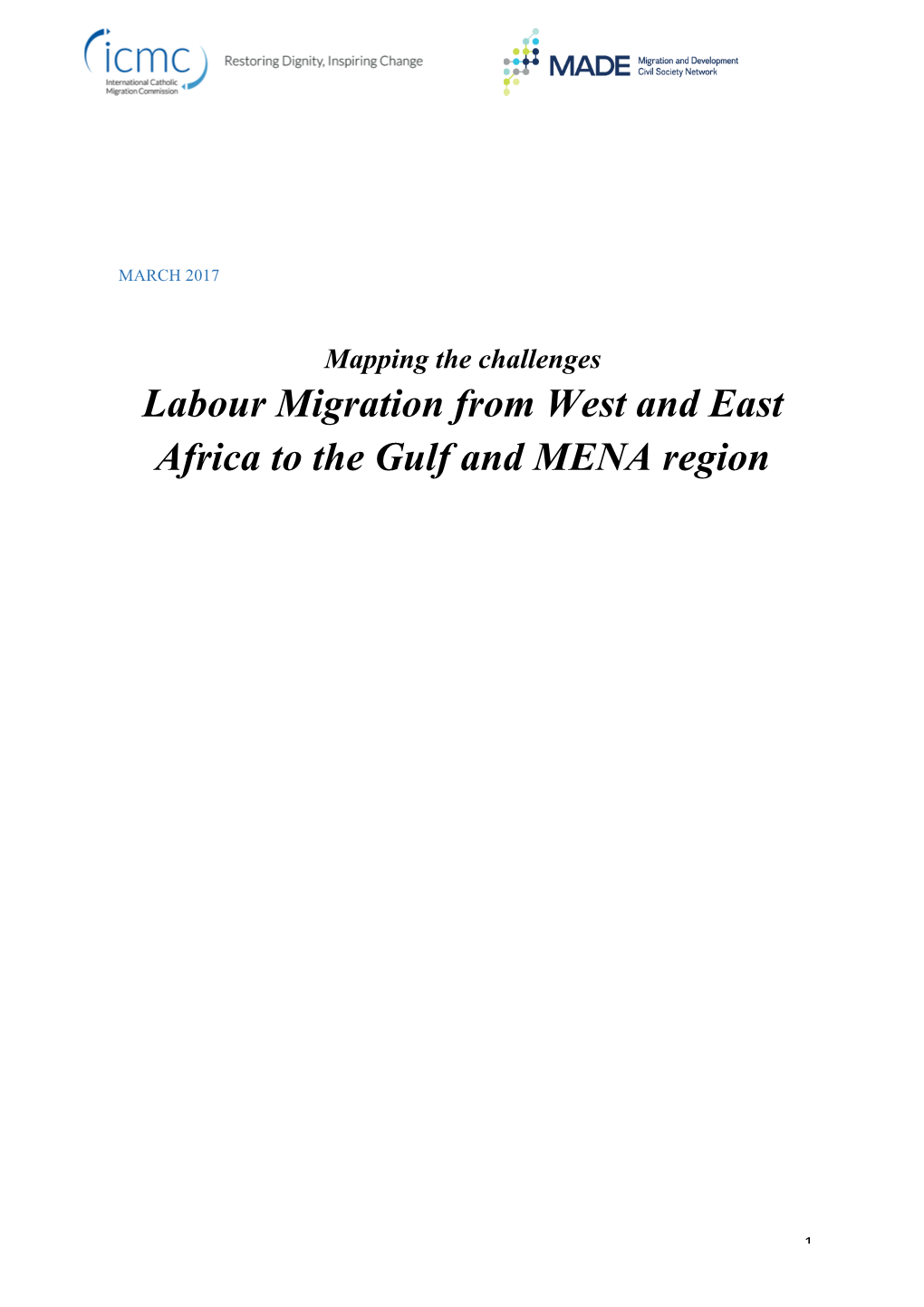 Labour Migration from West and East Africa to the Gulf and MENA Region