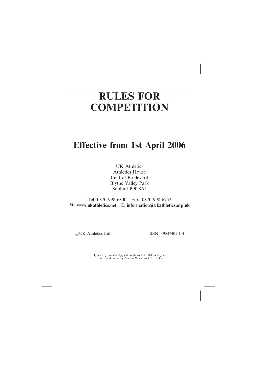 Rules for Competition