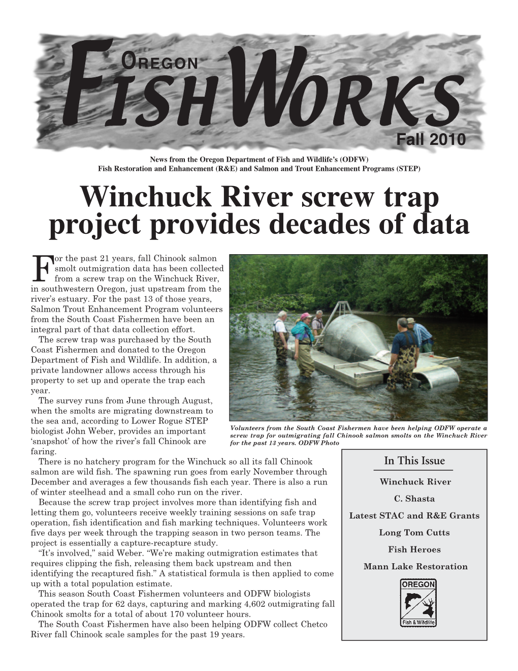 Winchuck River Screw Trap Project Provides Decades of Data