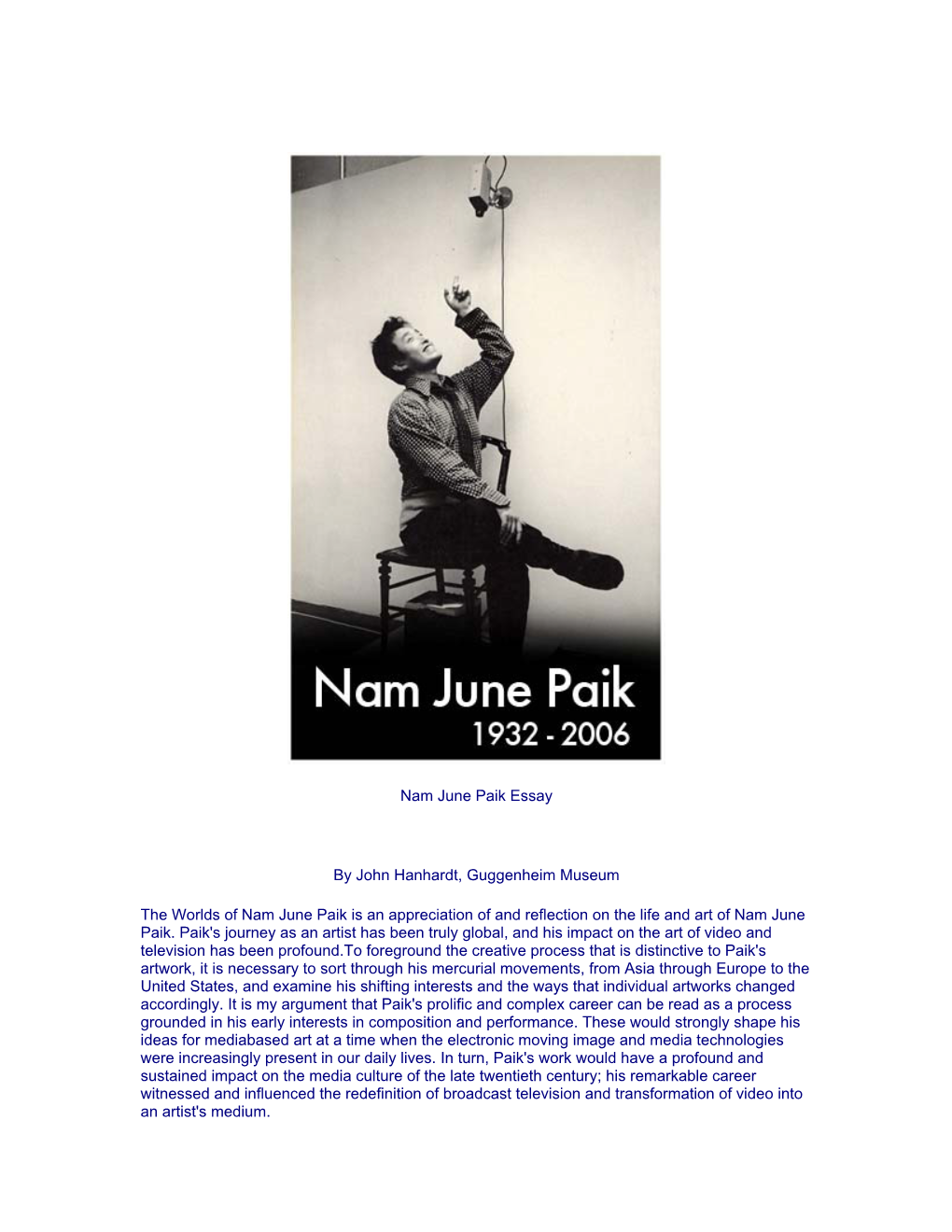 Nam June Paik Essay