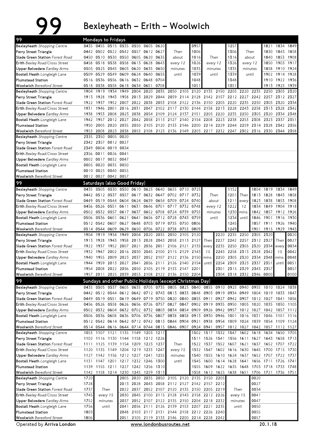 99 Bexleyheath – Erith – Woolwich