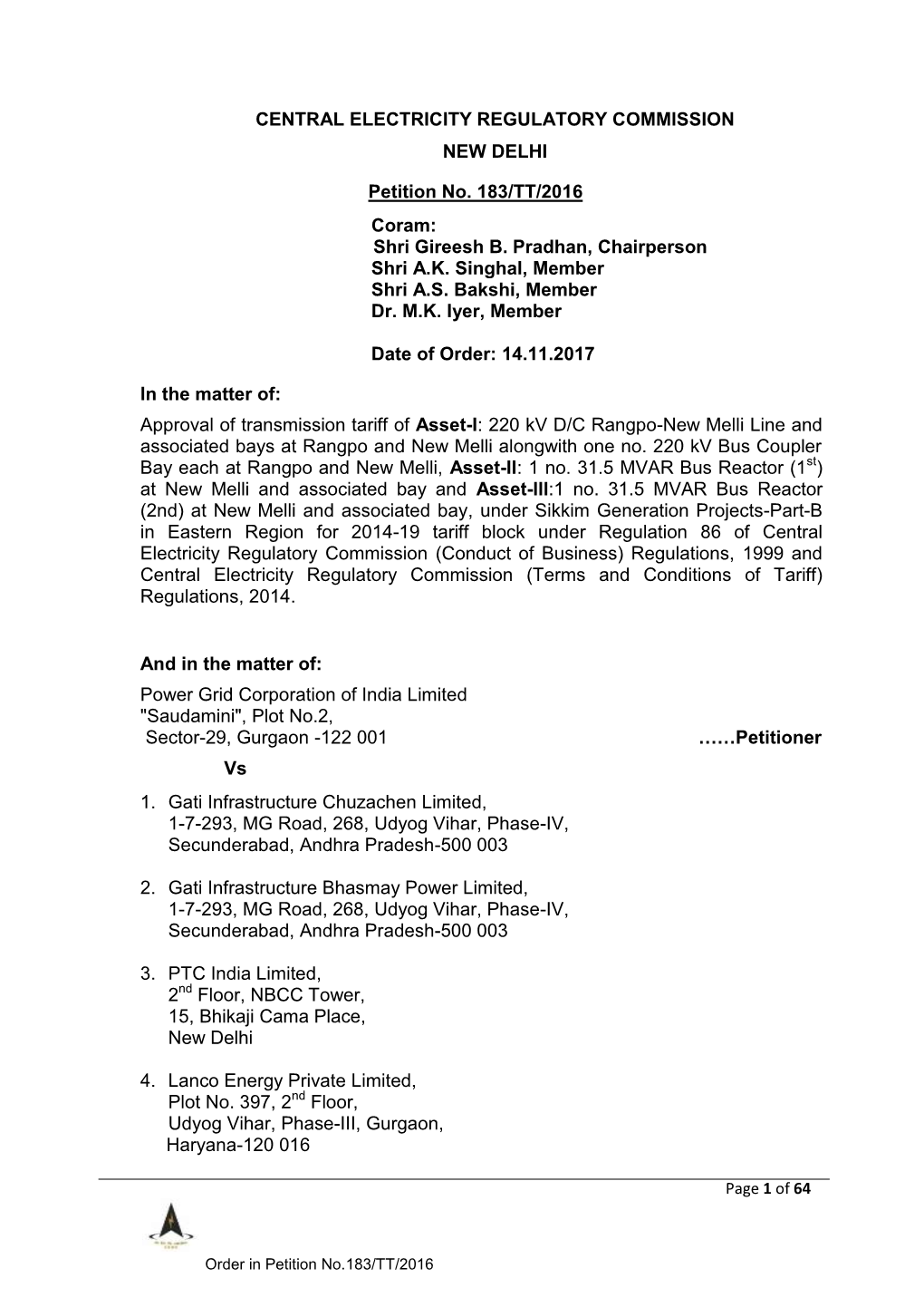 220 Kv D/C Rangpo-New Melli Line and Associated Bays at Rangpo and New Melli Alongwith One No