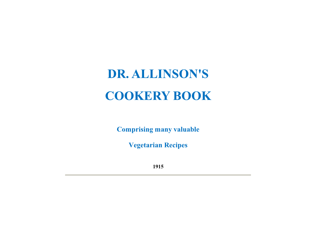 Dr. Allinson's Cookery Book