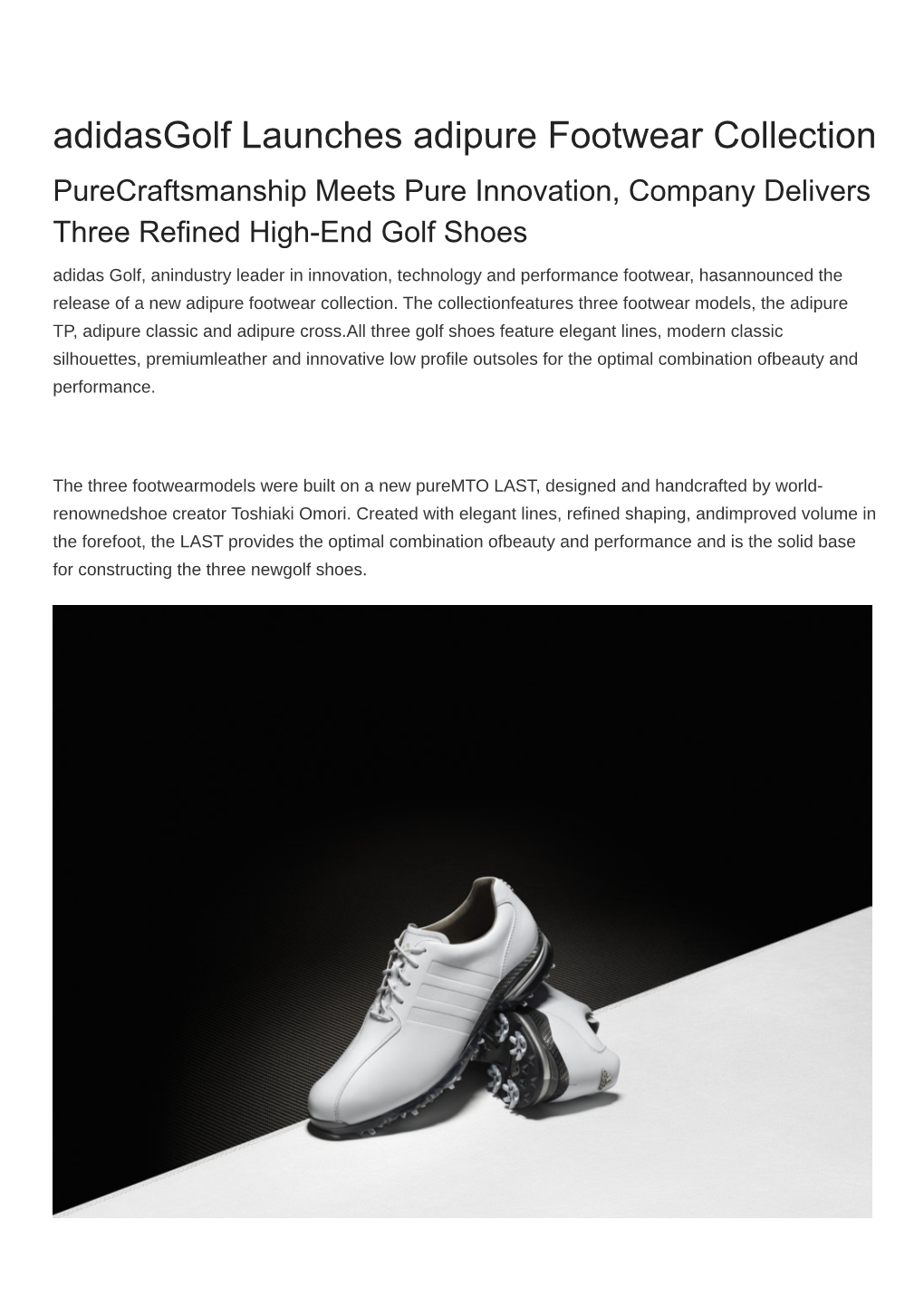 Adidas Golf Launches Adipure Footwear Collection