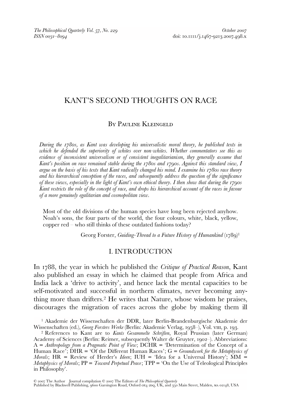 Kant's Second Thoughts on Race