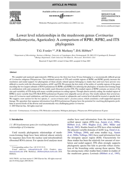 Lower Level Relationships in the Mushroom Genus Cortinarius (Basidiomycota, Agaricales): a Comparison of RPB1, RPB2, and ITS Phylogenies